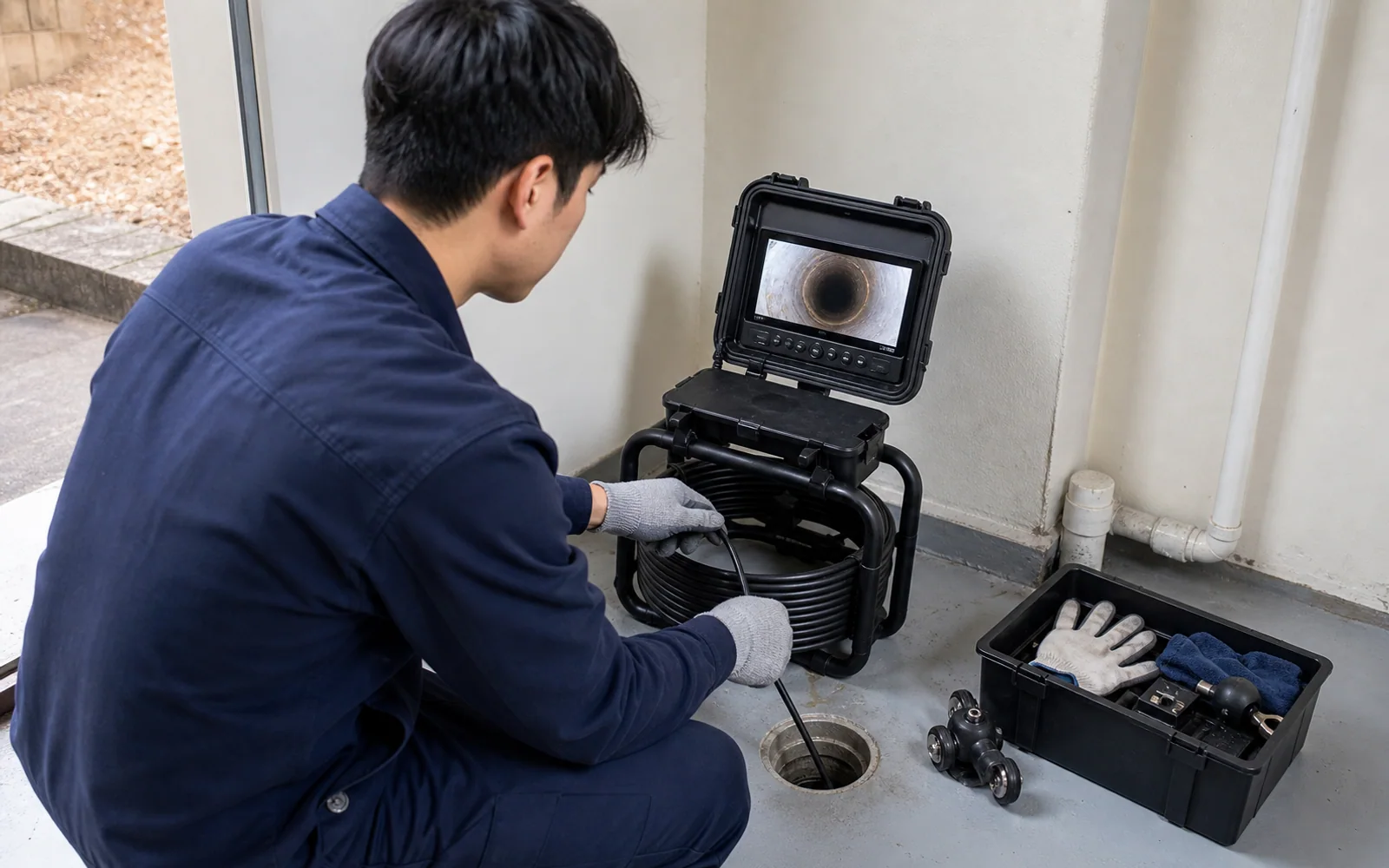 전남 고흥군 단독주택 배수 점검: 실내·외 연결 라인에서 반복 막힘과 냄새 원인 확인을 위한 배관내시경 가이드 관련 현장 점검 참고 이미지